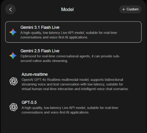 Step 3. Pick the model and voice