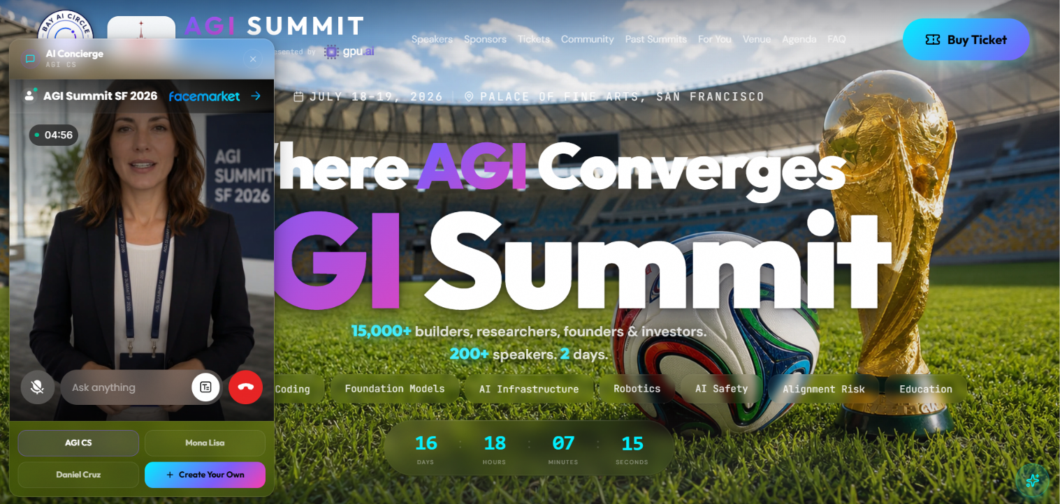 AGI Summit Live Chat Avatar powered by New Port AI