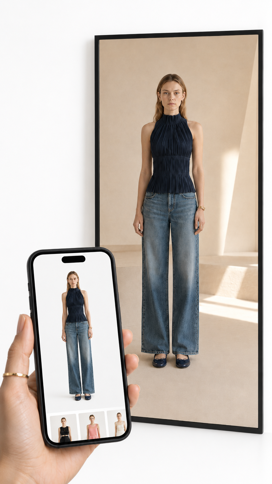 A customer sees a personalized DreamMirror result